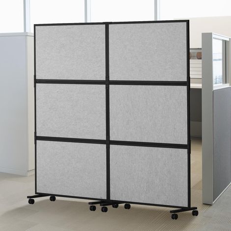 VEVOR Divisorio Acustico per Ambienti, 2 Pezzi, Parete Divisoria per Ufficio Indipendente con Poliestere Parete Divisoria in Acciaio 1710 x 930 mm, Riduce Rumore Distrazione Visiva, Grigio Chiaro (1/5)