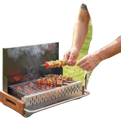 Barbecue à charbon pliant, design portable, plateau à charbon amovible, noir (1/5)