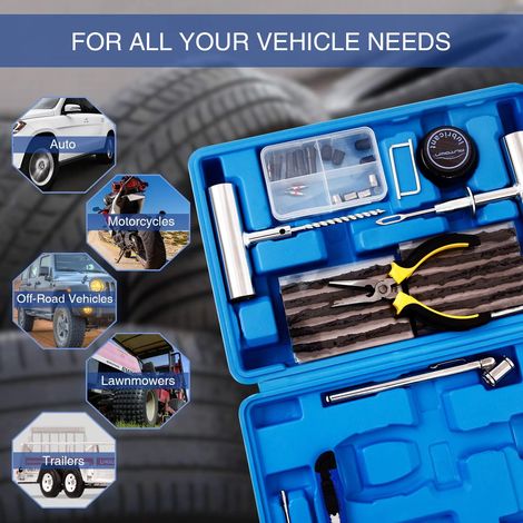 FLITI 68-Piece Tire Repair Kit, Universal Tools for Car, Motorcycle, Truck, ATV, Tractor, RV, SUV (1/5)