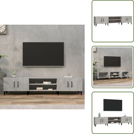 Mobile TV in Legno - vidaXL Mobile Porta TV Grigio Cemento 180x31,5x40 cm Legno Multistrato - Mobile TV con Piedini in Metallo