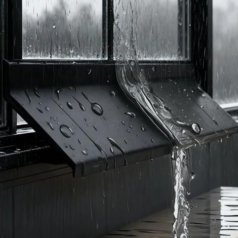 Déflecteur anti-pluie de 100cm,plaque de drainage pour appui de fenêtre et joint d'étanchéité coupe-vent et insonorisé, facile à installer. (1/5)