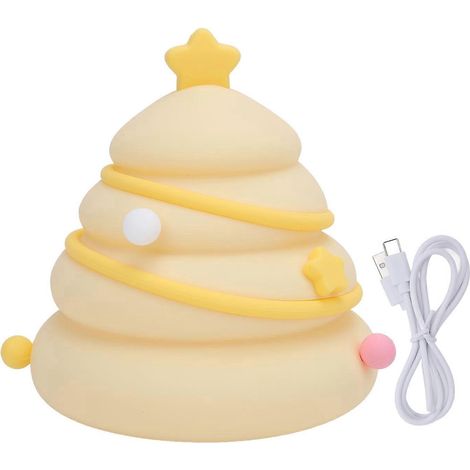 Veilleuse décorative sapin de Noël en silicone, veilleuse mignonne pour chambre d'enfant, 3 niveaux d'intensité, rechargeable, de chevet.