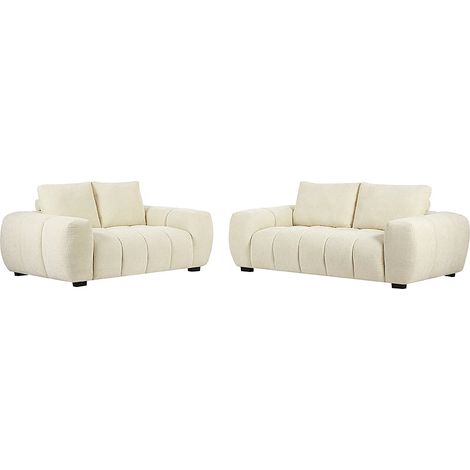 Canapé 2 places et 3 places en tissu texturé beige BERENIA (1/5)