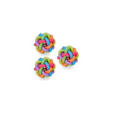 Set mit 3 Katzen- und Hundebällen mit Glöckchen, 6 cm, mehrfarbiges interaktives Spielzeug, Spiel und Bewegung für Haustiere (1/4)