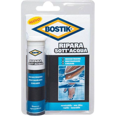 Bostik – Mastic de fixation époxy beige 56 g – Résistant à l'eau – Pour réparations en intérieur et extérieur – Polymérisation rapide 5-10 min