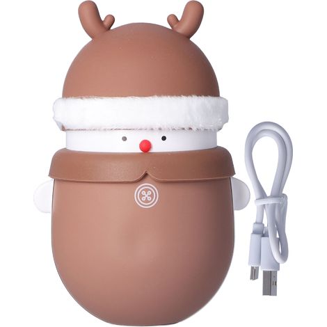 Power Bank 6000mAh Portable et Mini - Bouillotte Électrique Réutilisable 2 en 1, Chauffage Réglable 2 Vitesses - Design Mignon Cerf (1/5)