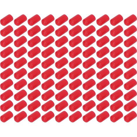 100 embouts de vis ronds et flexibles en PVC ignifugé, rouges, de 10 mm (1/5)