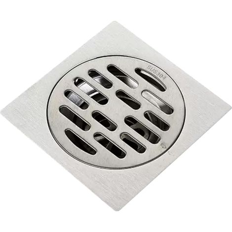 Grille de Siphon de Sol Carré, Drain de Sol de Douche Anti avec Couvercle de Crépine Amovible, Couvercle de Siphon de Sol en Acier Inoxydable pour Salle de Bain Toilette Cuisine (Style II) (1/5)
