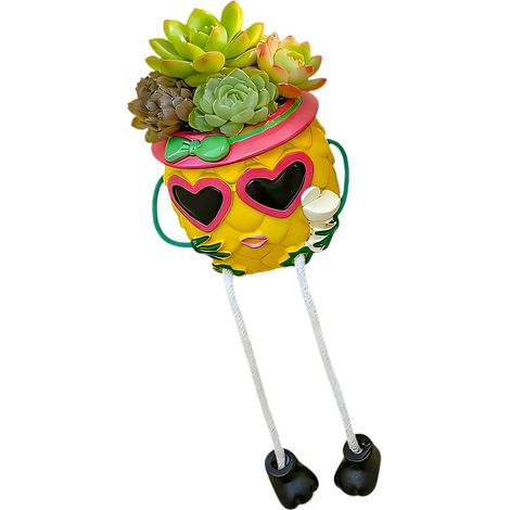 Pot de fleurs original en forme d'ananas à suspendre la jambe, résine fait main (1/5)