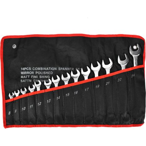 Jeu de clés mixtes 8-24mm, 14 pièces, clé à douille à cliquet métrique, pilote d'écrou, Kit d'outils de réparation (1/5)