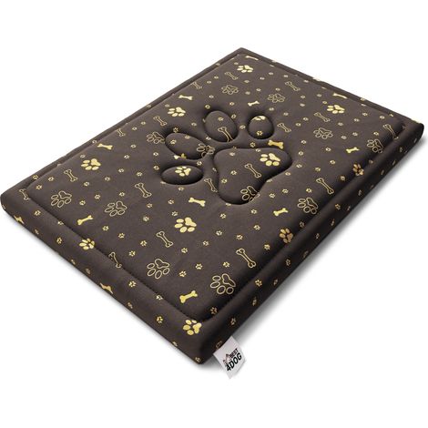 FDM PUDDY wasserdichtes Hundebett 70x100x5 cm Polyurethanschaum mit waschbarem Bezug Braun/Gold (1/5)