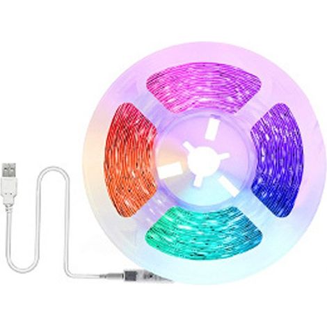 Ruban LED 2M, LED RGB 5050 Multicolor Lumière Auto-adhésif avec Télécommande, 16 Couleurs et 4 Modes Derrière l'éclairage LED TV Décoration pour Maison, Cuisine et Chambre (1/5)