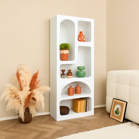 Dmora - Kommode Bellatrix, Wohnzimmerbuffet, Wohnzimmer-Sideboard, Moderne Küchen-Speisekammer, 60x32h150 cm, Weiß, mit verstärkter Verpackung (1/5)