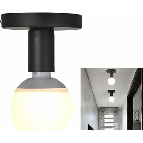 Industriel Plafonnier Industrielle Vintage métal Suspension Luminaire,Plafonnier Fer forge Mini plafonnier créatif moderne,pour Entrée,Porche,Couloir,Grenier,allée,Salle à Manger.(noir)-(Sans Ampoule) (1/4)