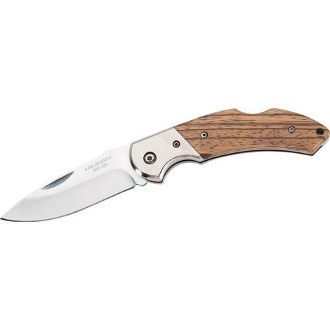 Couteau de poche L. poignée 108 mm L. des lames 80 mm longueur ouvert 188 mm inoxydable coquille en bois de zébrano HERBERTZ (1/2)