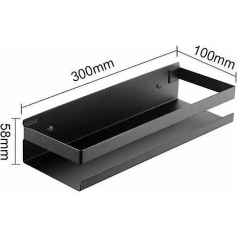 Etagere Douche Sans Percage, Etagere Salle de Bain Acier Inoxydable Rangement Douche, Rangement Salle de Bain,,1 pièce, Noir (1/4)