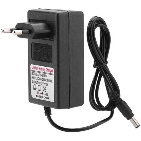 Adaptateur d'alimentation de charge sûre AC 100-240V DC 21V 2A pour batterie lithium-ion, prise EU, remplacement (1/5)