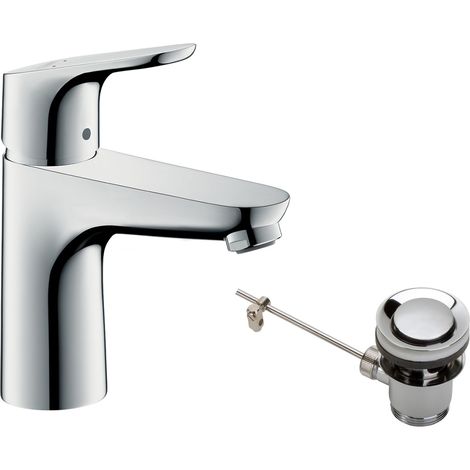 hansgrohe Focus Mitigeur de lavabo avec extractible et vidage, hauteur de bec 100 mm, économie d'eau (EcoSmart), chromé (1/5)