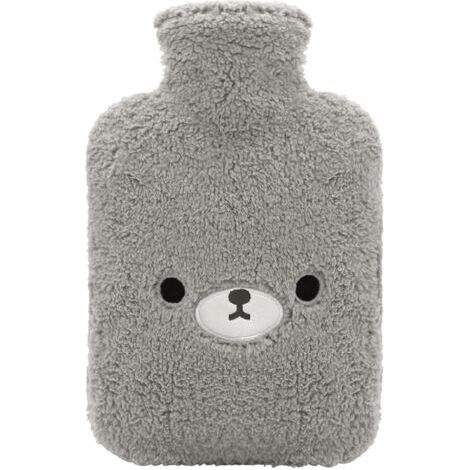 BUNTHAUS (ours gris) Bouillotte avec housse douce et douillette, grande taille, 2 litres, adorable (1/5)