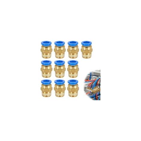 10 Pcs 8mm Tube OD x 1/4 BSP Mâle Droit Push To Connect Pneumatique Raccords, pour Systèmes d'Air Comprimé - Compatible avec Compresseurs d'Air et Automatisation Industrielle (PC8-02)