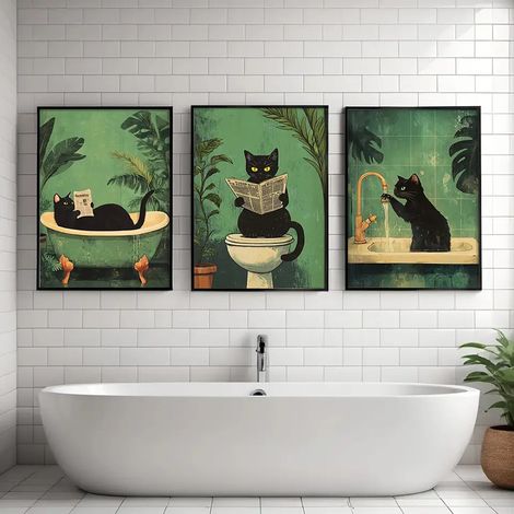 JSSEVN-Ensemble de 3 , Imprimés d'Art Vintage pour la Décoration de Salle de Bain ou Toilettes 20x30cm Sans Cadre (1/5)