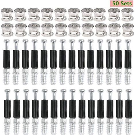 Came Fittings 50 paia di connettori per pannelli di mobili Ø15mm Connettore invisibile per mobili da cucina, armadi, guardaroba in legno 40mm (1/4)