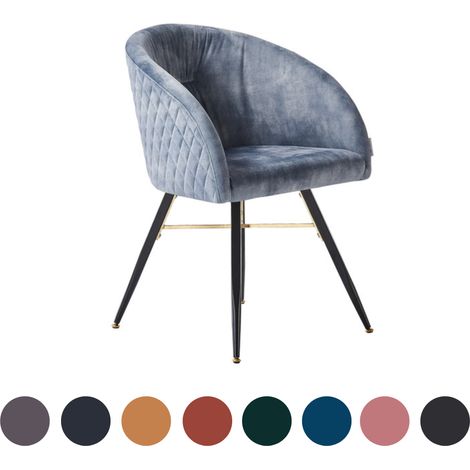 Chaise de salle à manger en velours Vittorio LUX avec pieds en métal - Chaise de salle à manger - Chaise rembourrée - Chaise de salle à manger moderne - Gris
