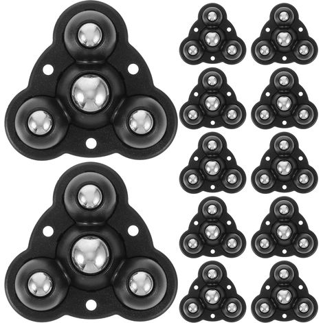 Mini roulettes autocollantes pour meubles, lot de 12, ABS noir