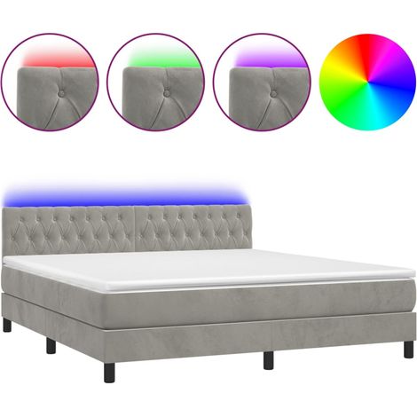 Maison Exclusive - Letto a Molle con Materasso e LED Grigio Chiaro 180x200 cm Velluto (1/5)