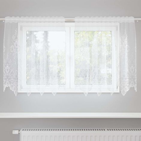 Spitzenvorhang mit Vorhängen Floral Weiß 80 x 150 cm Polyester