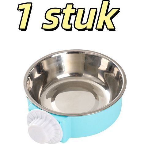 pièce - Gamelle pour animaux de compagnie - Gamelle pour chats - Gamelle pour chiens - Anti-chute - Acier inoxydable - Gamelle/cage pour chiots - Anti-débordement - Convient aux chats et aux chiens - (1/5)