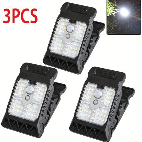 Lampe à pince en 3 parties avec détecteur de mouvement, lampe de sécurité solaire LED, plusieurs modes d'éclairage (1/5)