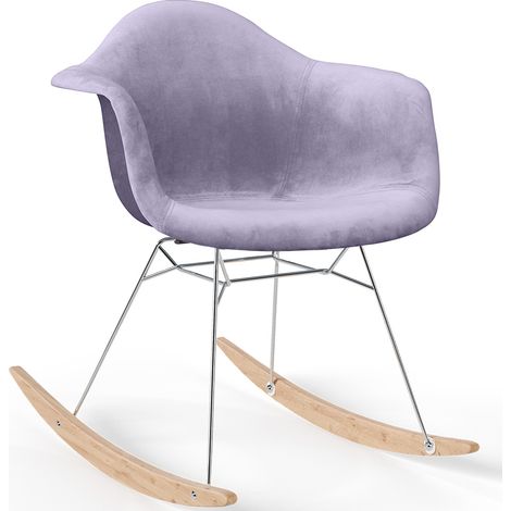 Rocking Chair Modern Fabric Upholstered – Nordic Style - Nordika Pastel purple (1/5)