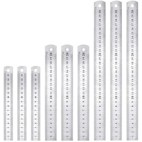 PCS Règle en Acier Inoxydable 15cm 20cm 30cm Règle Metallique Taille Double Face Regle Menuisier Antirouille Durable pour Etudiants Ingénieurs Architectes Enseignants (1/5)