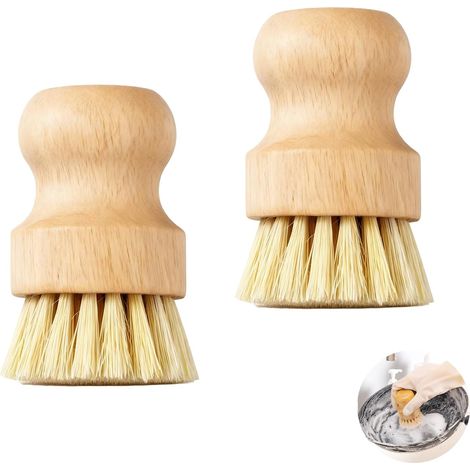 CCYKXA 2-Piece Wooden Dish Scrubbing Brush Set for Cleaning Utensils, Wooden Dishes, Bamboo Pan Brush, Mushroom Brush, and Vegetable Brush for Easy Palm Grip (1/5)