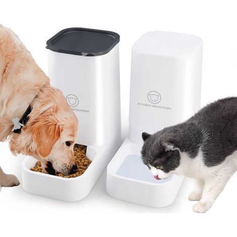Automatischer Katzenfutterspender, 2 Stück 3,8-Liter-Hundefutterspender, BPA-frei, automatischer Katzenfutterautomat (Weiß) (1/5)