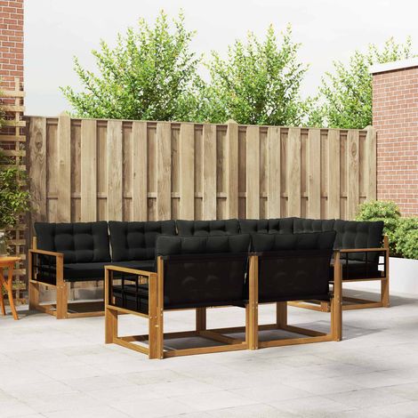vidaXL Outdoor-Sofagarnitur 7 Stk. Natürlich und Schwarz (1/5)