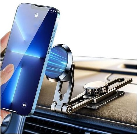 Supporto magnetico per telefono da auto, supporto magnetico universale girevole a 360° per cruscotto, supporto pieghevole con braccio in lega di alluminio (1/5)