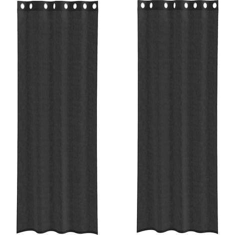 Maison Exclusive - Voile Vorhänge mit Ösen 2 Stk. Schwarz 140x300
