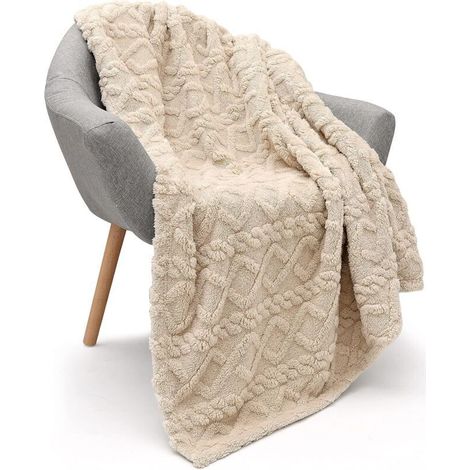 Couverture en polaire Sherpa de 177,8 x 203,2 cm super douce, moelleuse, chaude, confortable, en peluche, floue pour canapé, salon, lit, accessoires toutes saisons (1/4)
