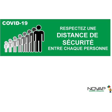 Panneau COVID19 Distance de sécurité - Vert - spécial sol - 450x150 mm - 4007656