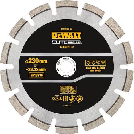 Disque diamant Ø230x22,23mm ELITE DEWALT DT20466-QZ pour béton asphalte (1/3)
