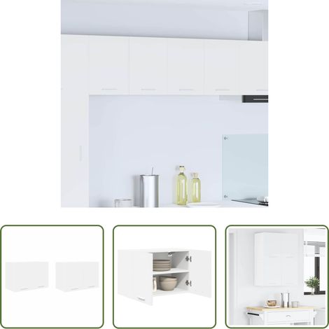 Holzwerkstoff - Hängeschrank mit Tür 2 pcs Weiß 60 x 31 x 40 cm Holzwerkstoff (1/5)