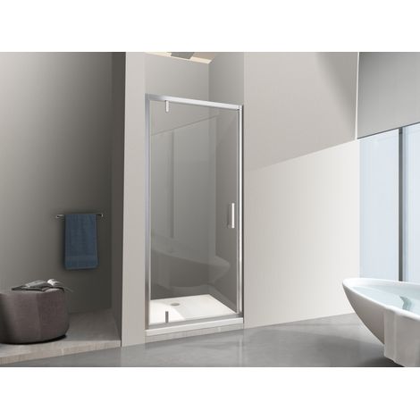NALA - Porta Doccia Battente Roto-Traslante Con Perni Asimmetrici Telaio CROMO Reversibile Cm 86-89 H 200