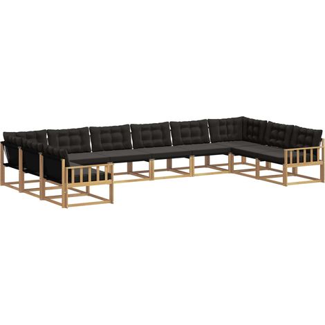 Outdoor-Sofagarnitur mit Kissen 10 pcs Weiß und Schwarz vidaXL (1/5)