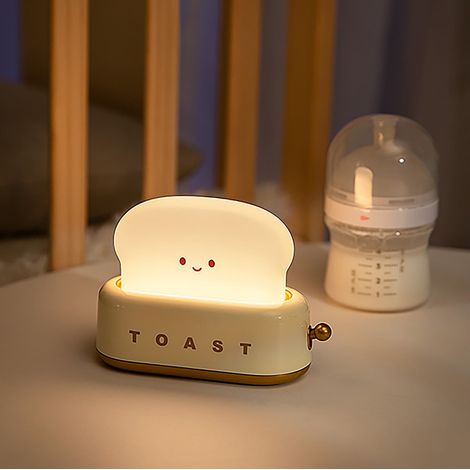 Lampe Nuit Forme Toasteur - Lampe de Chevet avec Minuterie Sommeil - 3000K - USB-C Rechargeable - 134 x 54 x 98 mm - 1 Pièce (1/5)