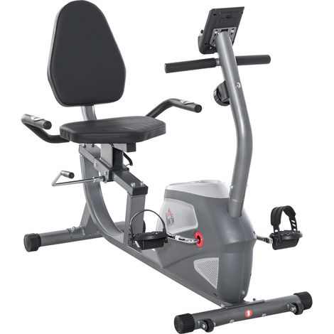 Vélo d'appartement semi-allongé magnétique écran LCD 8 niveaux résistance siège réglable