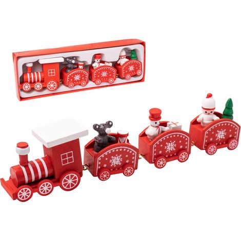 Petit Train De Noël En Bois Rose - Décoration De Noël - Décoration De Noël - Cadeau De Noël - Paysage Décoratif Pour Enfants (1/5)