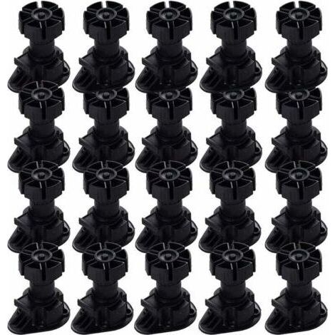 FENOPLASTICA20 pieds de meubles réglables, clips de fixation, pieds de meubles de cuisine, pieds de table, avec embouts de base, adaptés à tous types de meubles de cuisine (80 mm - (1/5)