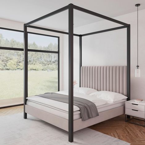 Mömax Himmelbett Mona ca. 180x200 cm Hellgrau (1/5)